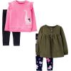 imageSimple Joys by Carters girls 4piece Playwear SetBlackNavy FloralOlivePink Dinosaur