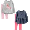 imageSimple Joys by Carters girls 4piece Playwear SetDenimGrey UnicornLight PinkPink
