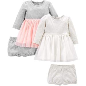imageSimple Joys by Carters Girls 2Pack Stretch Rib DressesPinkGrey