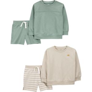 imageSimple Joys by Carters boys 4piece Sweatshirt SetBeige StripeBottle Green