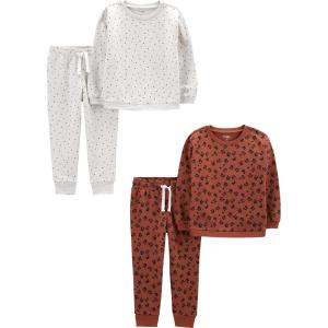 imageSimple Joys by Carters girls 4piece Playwear SetBrown Animal PrintGrey Dots