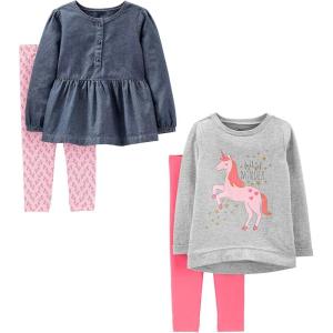 imageSimple Joys by Carters girls 4piece Playwear SetDenimGrey UnicornLight PinkPink