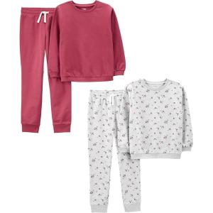 imageSimple Joys by Carters girls 4piece Playwear SetGrey FloralRaspberry Red