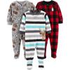 imageSimple Joys by Carters Toddlers and Baby Boys LooseFit Flame Resistant Fleece Footed Pajamas Pack of 3Buffalo CheckPolar BearStripe