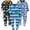 imageSimple Joys by Carters Toddlers and Baby Boys LooseFit Flame Resistant Fleece Footed Pajamas Pack of 3CarsDinosaurSpace