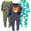 imageSimple Joys by Carters Toddlers and Baby Boys LooseFit Flame Resistant Fleece Footed Pajamas Pack of 3Charcoal SuperheroGreen Polar BearNavy Tiger