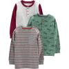 Dark Grey Stripe/Grey Dots/Spruce Green Dinosaur
