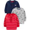 imageSimple Joys by Carters Boys 3Pack Long Sleeve ShirtsGrey DogsRed Double StripeNavy