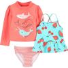 imageSimple Joys by Carters Girls 3Piece Assorted Rashguard SetsOrange Sea LifeRed FruitStripe