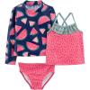 imageSimple Joys by Carters Girls 3Piece Assorted Rashguard SetsWatermelon