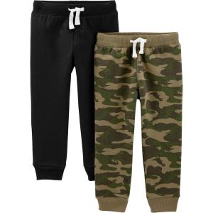 imageSimple Joys by Carters Boys 2Pack Pull on Fleece PantsBlackGreen Camo