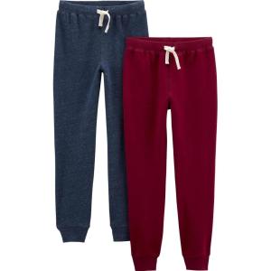 imageSimple Joys by Carters Boys 2Pack Pull on Fleece PantsBurgundyNavy Heather Kid