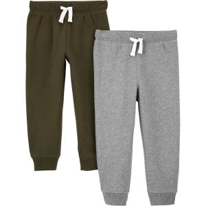 imageSimple Joys by Carters Boys 2Pack Pull on Fleece PantsGrey HeatherOlive