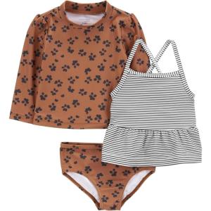 imageSimple Joys by Carters Girls 3Piece Assorted Rashguard SetsStripeBrown Cheetah