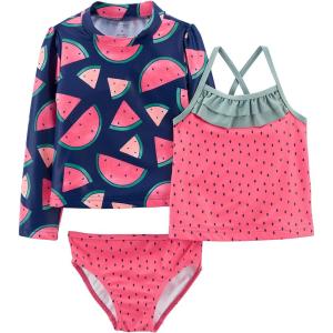 imageSimple Joys by Carters Girls 3Piece Assorted Rashguard SetsWatermelon