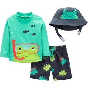 imageSimple Joys by Carters Toddlers and Baby Boys Swimsuit Trunk and Rashguard SetFrogs