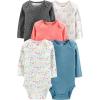 imageSimple Joys by Carters Baby Girls LongSleeve Bodysuit Pack of 5DotsFloralHeartsOwl