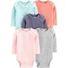 imageSimple Joys by Carters Baby Girls LongSleeve Bodysuit Pack of 5GreyMint GreenNavyPeachPink