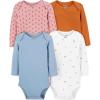 imageSimple Joys by Carters Baby Girls Pointelle LongSleeve Bodysuits Pack of 4BluePink FloralRustWhite