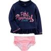 imageSimple Joys by Carters Girls 2Piece Assorted Rashguard SetsNavy MermaidPink Stripe