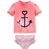 imageSimple Joys by Carters Girls 2Piece Assorted Rashguard SetsPink Anchor PrintSalmon Pink Crab