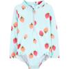 imageSimple Joys by Carters Girls Long Sleeve Zipper One Piece SwimsuitBlue Strawberries
