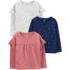 imageSimple Joys by Carters Girls LongSleeve Shirts Pack of 3BlushGrey DotsNavy Flowers