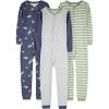 imageSimple Joys by Carters Kids 3Pack Snug Fit Footless Cotton PajamasGrey HeatherOlive DinosaurStripe
