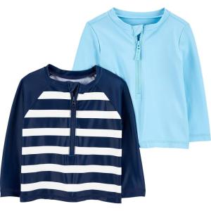 imageSimple Joys by Carters Boys 2Pack Assorted Rashguard SetsLight BlueNavy Stripe