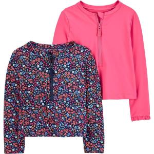 imageSimple Joys by Carters Girls 2Pack Assorted Rashguard SetsNavy FloralPink