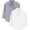 imageSimple Joys by Carters Boys LongSleeve Woven Shirt Pack of 2Navy StripeWhite