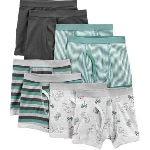 imageSimple Joys by Carters Boys 8Pack UnderwearDark GreyGreen Mini StripeGrey DinosaurStripe