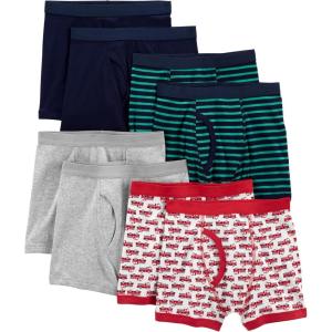 imageSimple Joys by Carters Boys 8Pack UnderwearGreen StripeGrey HeatherNavyRed Firetruck