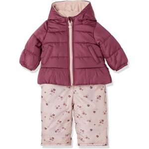 imageSimple Joys by Carters babygirls Waterresistant Snowsuit Set  Hooded Winter JacketMaroon  Pink Floral