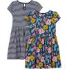 imageSimple Joys by Carters Girls ShortSleeve and Sleeveless Dress Sets Pack of 2Indigo FloralWhite Stripe