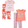 imageSimple Joys by Carters Girls 4Piece Poly PajamasAnimal PrintKittenText Print