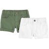 imageSimple Joys by Carters Girls Denim Shorts Pack of 2OliveWhite