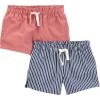 imageSimple Joys by Carters Girls Knit Shorts Pack of 2Coral PinkNavy Stripe