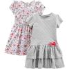imageSimple Joys by Carters Girls ShortSleeve and Sleeveless Dress Sets Pack of 2Grey DotFloral