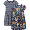 imageSimple Joys by Carters Girls ShortSleeve and Sleeveless Dress Sets Pack of 2Indigo FloralWhite Stripe