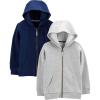 imageSimple Joys by Carters Toddlers and Baby Boys Fleece FullZip Hoodies Pack of 2GreyNavy
