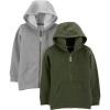 imageSimple Joys by Carters Toddlers and Baby Boys Fleece FullZip Hoodies Pack of 2OliveGrey