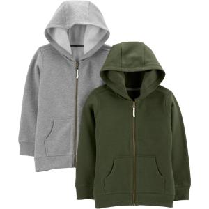 imageSimple Joys by Carters Toddlers and Baby Boys Fleece FullZip Hoodies Pack of 2OliveGrey