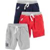 imageSimple Joys by Carters Babies Toddlers and Boys Knit Shorts Pack of 3RedGreyNavy