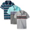imageSimple Joys by Carters Boys 3Pack Short Sleeve PoloBlue Placed StripeGreyNavy Stripe