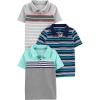 imageSimple Joys by Carters Boys 3Pack Short Sleeve PoloGreyMint GreenNavy Stripe