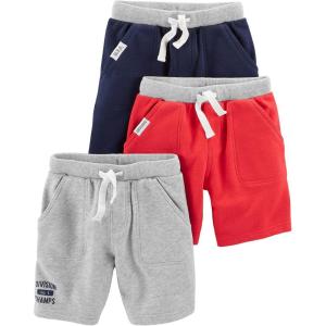 imageSimple Joys by Carters Babies Toddlers and Boys Knit Shorts Pack of 3RedGreyNavy