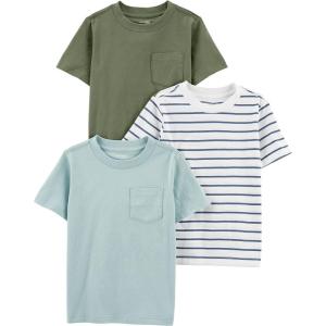 imageSimple Joys by Carters Baby Boys 3Pack ShortSleeve Tee ShirtsBlueOliveStripe