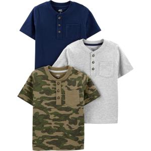 imageSimple Joys by Carters Baby Boys 3Pack ShortSleeve Tee ShirtsGreen CamoGrey HeatherNavy