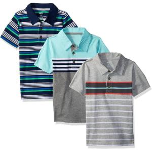 imageSimple Joys by Carters Boys 3Pack Short Sleeve PoloBlue Placed StripeGreyNavy Stripe